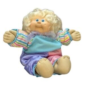 Vtg 80s Cabbage Patch Kids Blonde Blue Eyes Dimple Rainbow Clown Nostalgia Retro